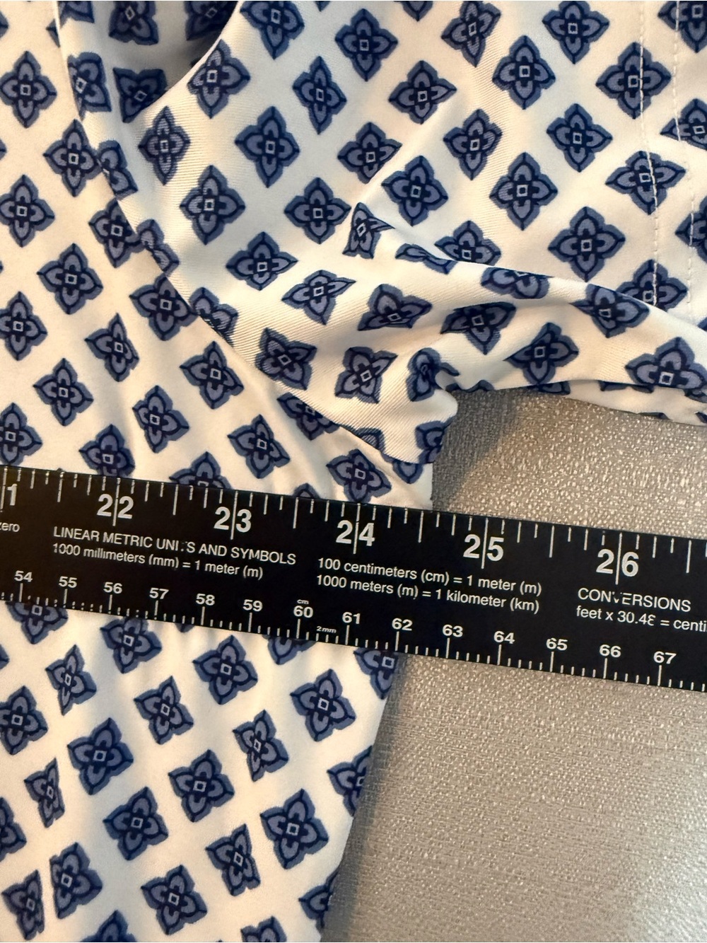 Polo by Ralph Lauren White Polo with Navy Geometric Print Performance fabric - Picture 3 of 7